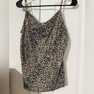 Nine West Leopard Print Top - Black and Tan